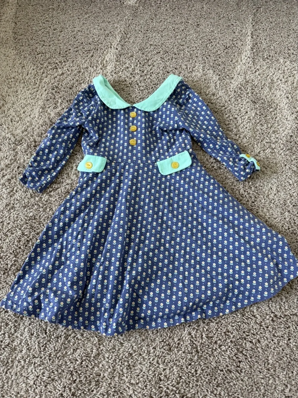 Serendipity by Shrimp and Grits Kids Blue Floral Retro Dress